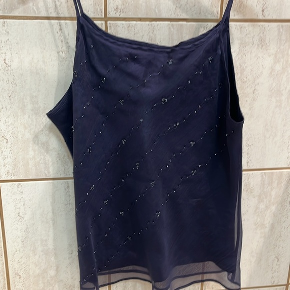 Purple sheer blouse with beaded tank set - Picture 3 of 7